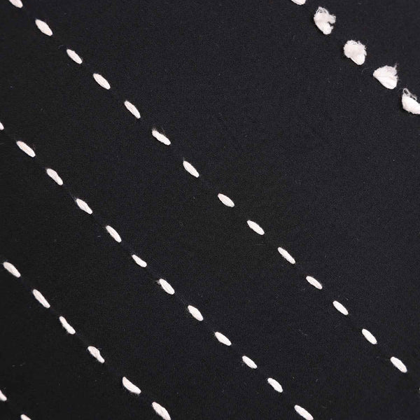 Black Twinkle Kantha Rag Stitch Cushion Cover By Abraham and Thakore