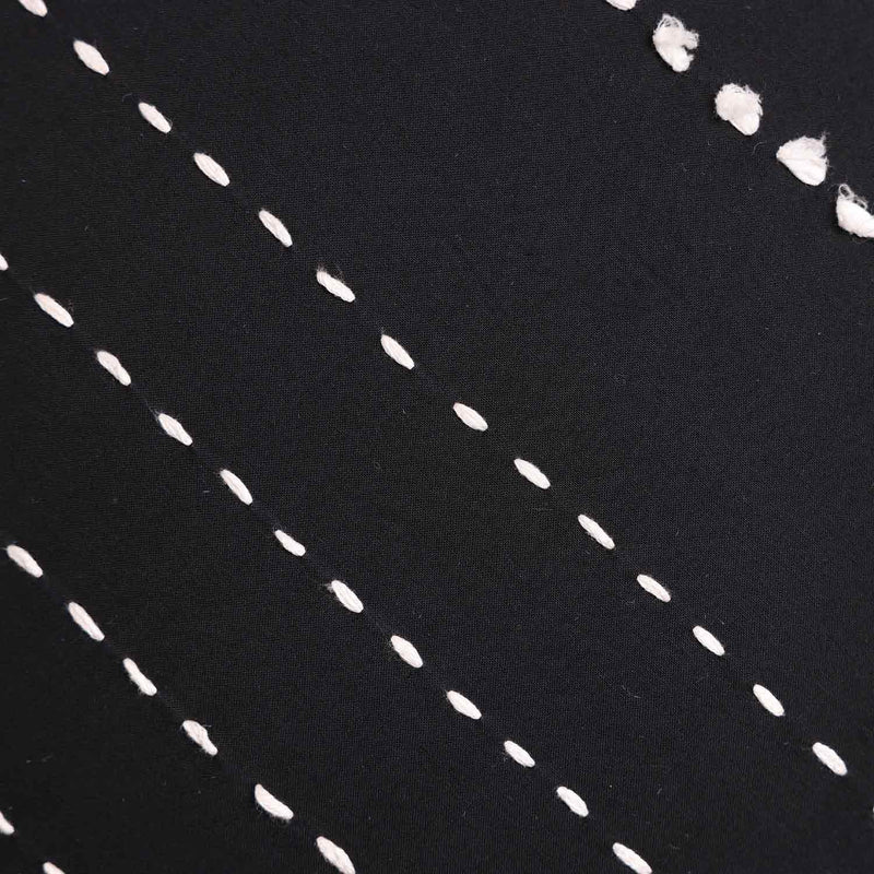 Black Twinkle Kantha Rag Stitch Cushion Cover By Abraham and Thakore