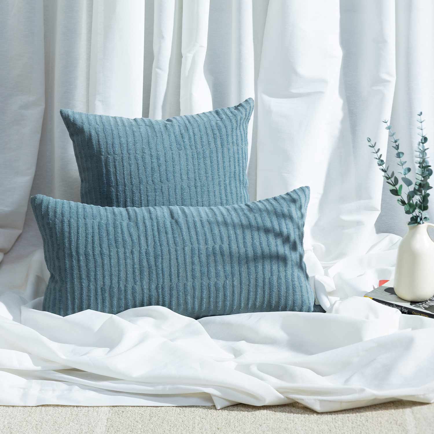 Cotton Jacquard Neer-ambar Lumbar Cushion Cover