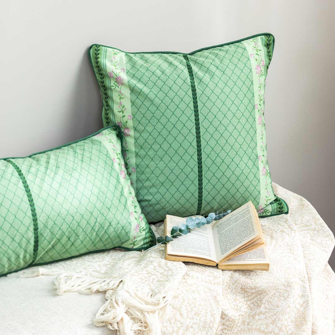 Indigo Mist Digital Printed Cotton Cushion Cover