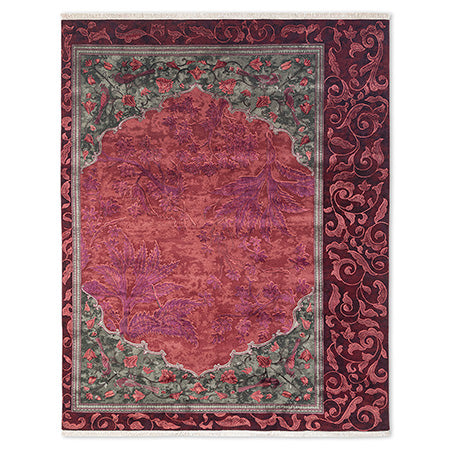 Upvan-X Hand Knotted Woollen And Silk Rug By Anju Modi