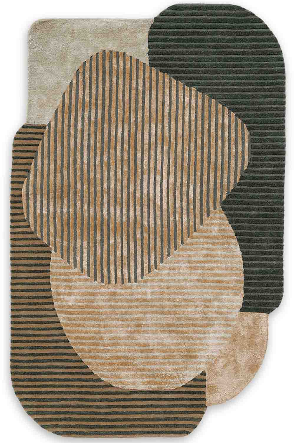 Olives And Sand  Hand Tufted Wool And Viscose Rug