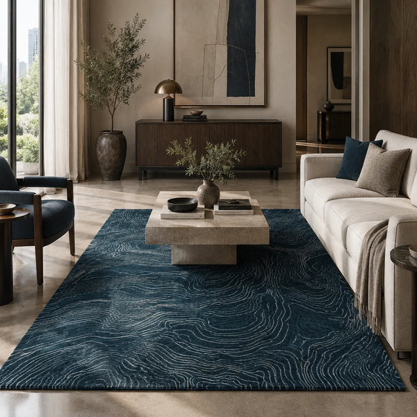 Lapis Hand Tufted Woollen And Viscose Rug