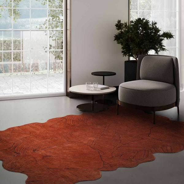 Fall Leaf Hand Tufted Woollen And Viscose Rug