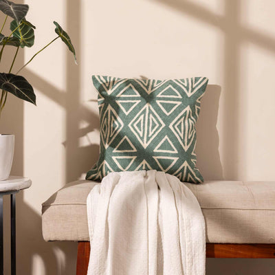 Bororo Chambray Cushion Cover with Aari Embroidery
