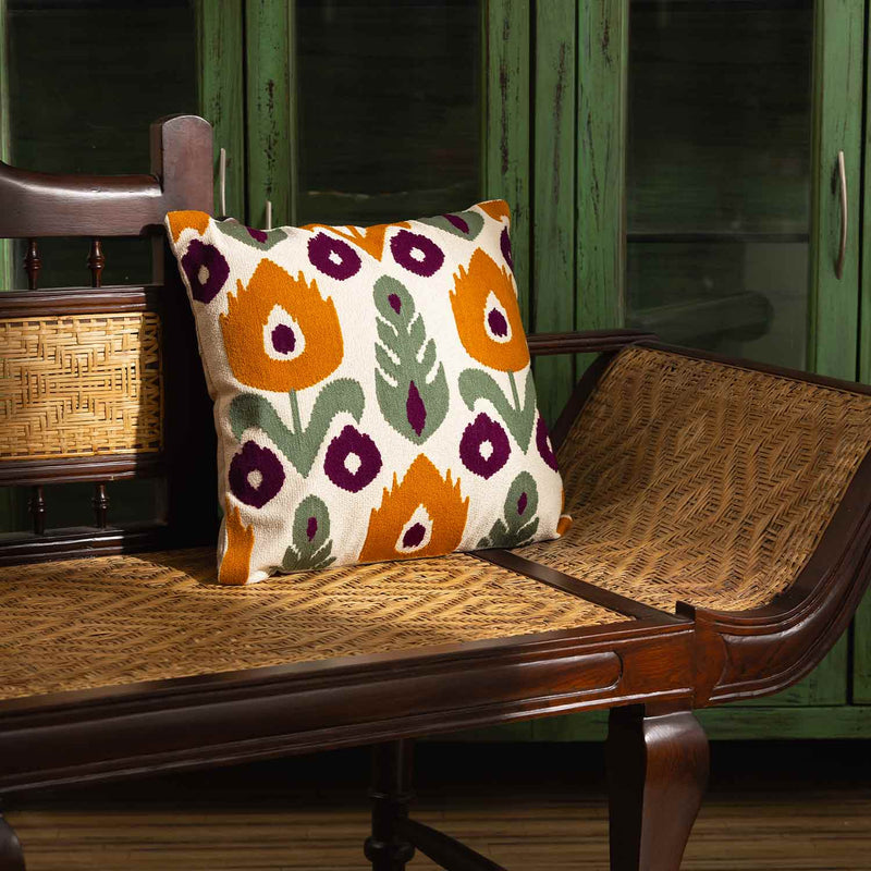 Sunflower Embroidered Cushion Cover