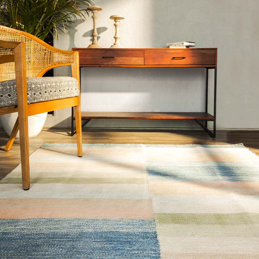 Strape Hand Woven Linen Dhurrie