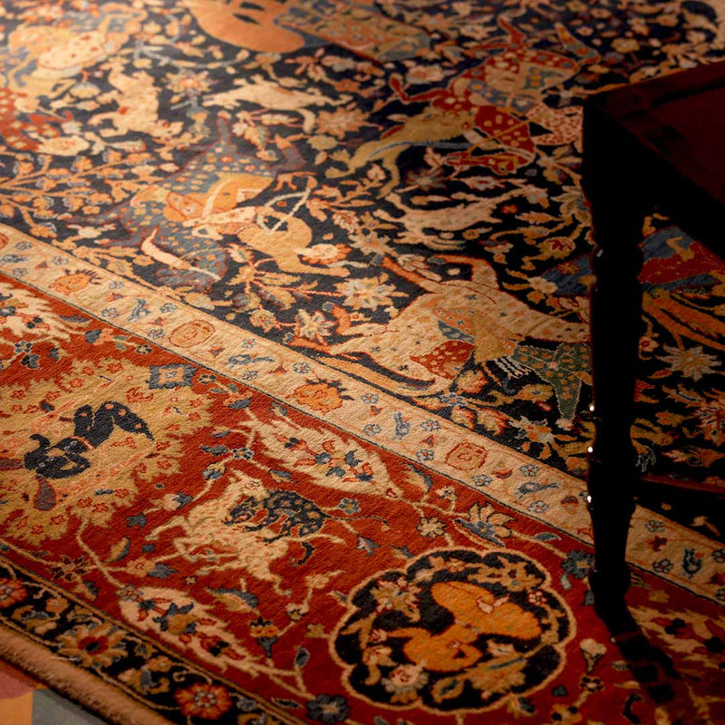 Hunting Tabriz Hand Knotted Woollen Rug