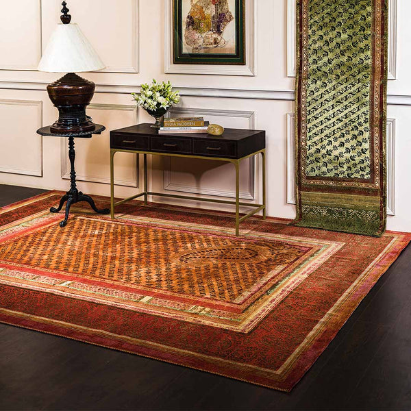 Paisley Panorama Hand Knotted Woollen and Silk Rug By Tarun Tahiliani
