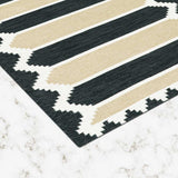 Sand Whitem Hand Woven Polyester Dhurrie
