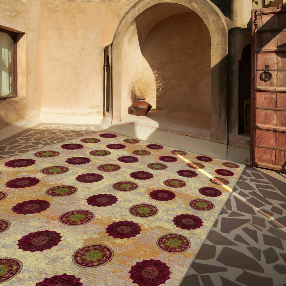 Capre Sepia Hand Knotted Woollen and Viscose Rug By Anita Dalmia