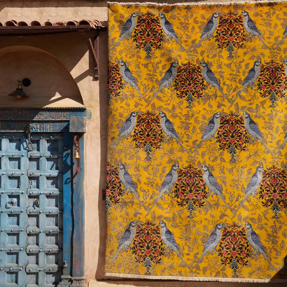 Parrot Hand Knotted Woollen and Viscose Rug By Anita Dalmia