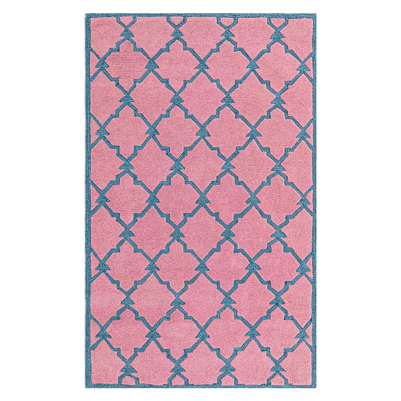 Pop Trelis Hand Tufted Pink Woollen and Viscose Rug