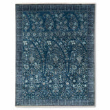 Vasyl Aqua Hand Knotted Silk and Wool Rug By JJ Valaya