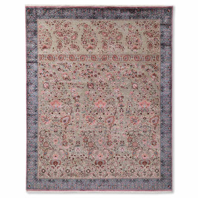 Vasyl Beige Hand Knotted Silk and Woollen Rug By JJ Valaya