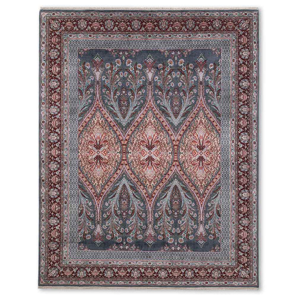 Jaal Hand Knotted Silk and Woollen Rug By JJ Valaya