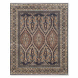 Jamawar Black Hand Knotted Silk and Woollen Rug By JJ Valaya