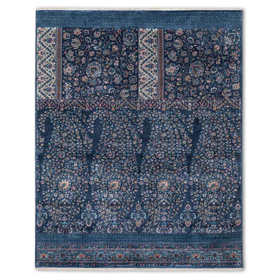 Vasyl Blue Hand Knotted Silk and Woollen Rug By JJ Valaya