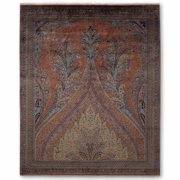 Tabeer Red Hand Knotted Silk and Woollen Rug By JJ Valaya