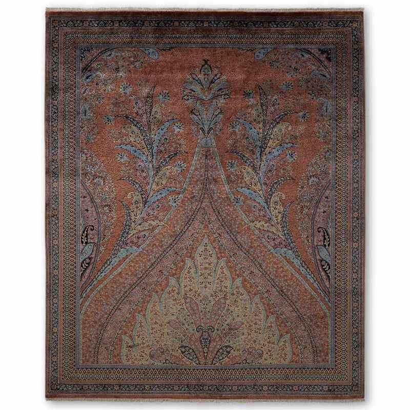 Tabeer Red Hand Knotted Silk and Woollen Rug By JJ Valaya