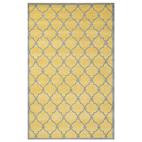 Pop Trelis Hand Tufted Yellow Woollen and Viscose Rug