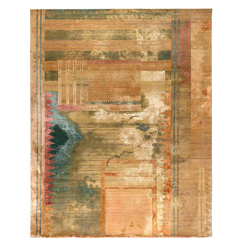 Chettinad Hand Knotted Woollen and Silk Rug By Abraham & Thakore