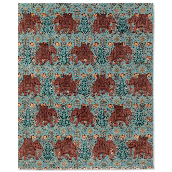 Elephant Flower Knotted Woollen and Viscose Rug By Anita Dalmia
