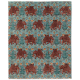 Elephant Flower Knotted Woollen and Viscose Rug By Anita Dalmia