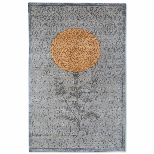 Hibiscus Hand Knotted Woollen and Viscose Rug By Anita Dalmia