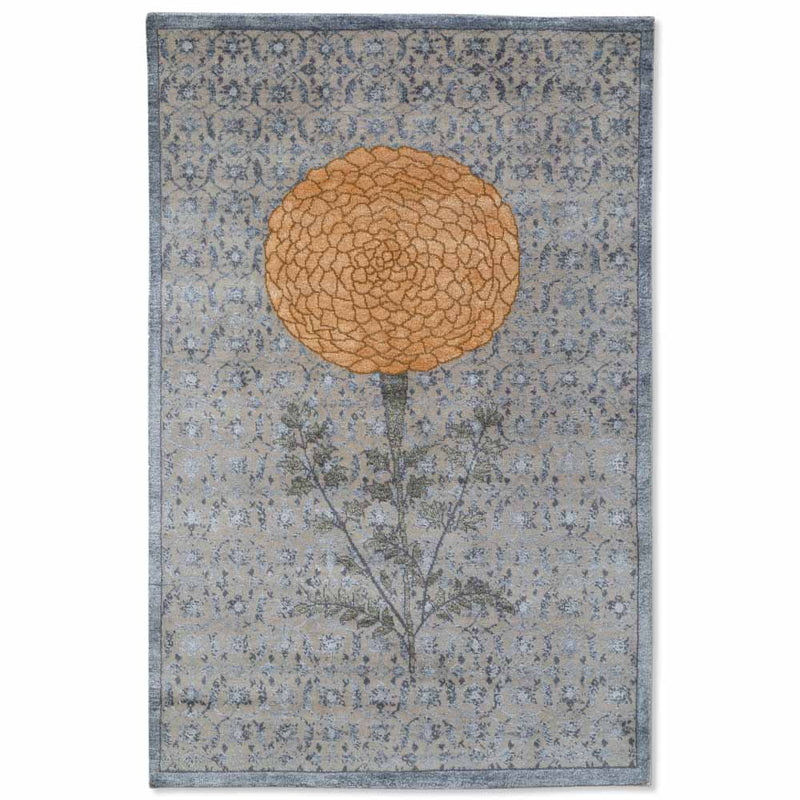 Hibiscus Hand Knotted Woollen and Viscose Rug By Anita Dalmia