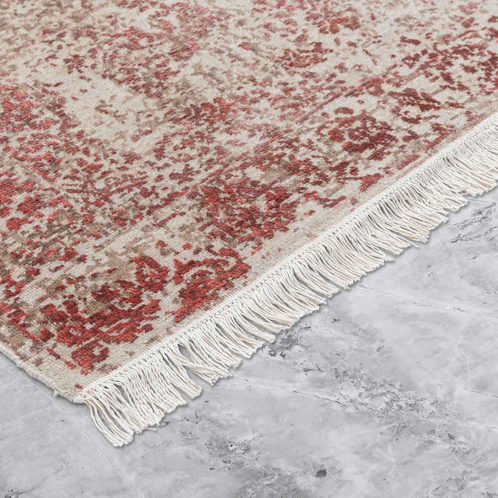 Rose Hand Knotted Woollen and Viscose Rug