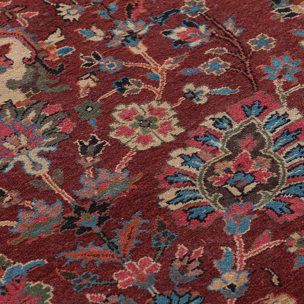 Vasyl Maroon Hand Knotted Silk and Wool Rug By JJ Valaya