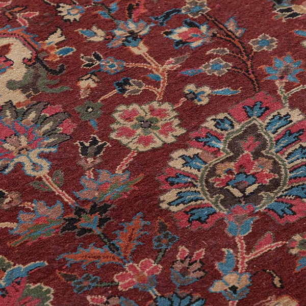 Vasyl Maroon Hand Knotted Silk and Wool Rug By JJ Valaya
