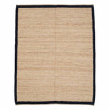 Black Border Hand Woven Jute, Hemp and Woolen Dhurrie