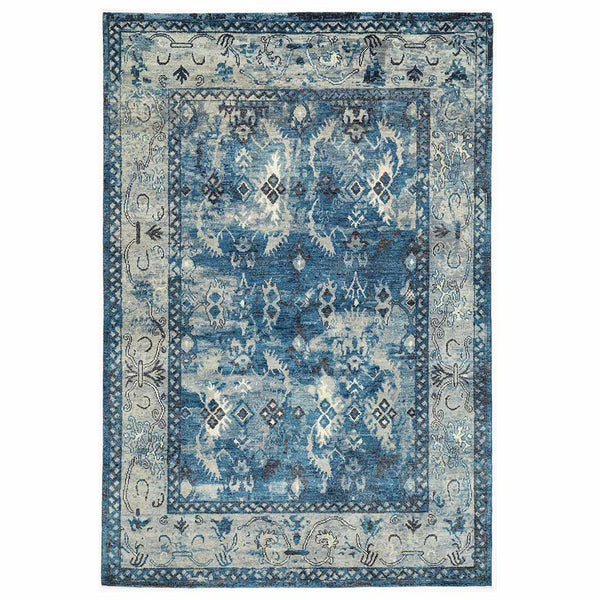 Lapis Hand Knotted Woollen and Viscose Rug
