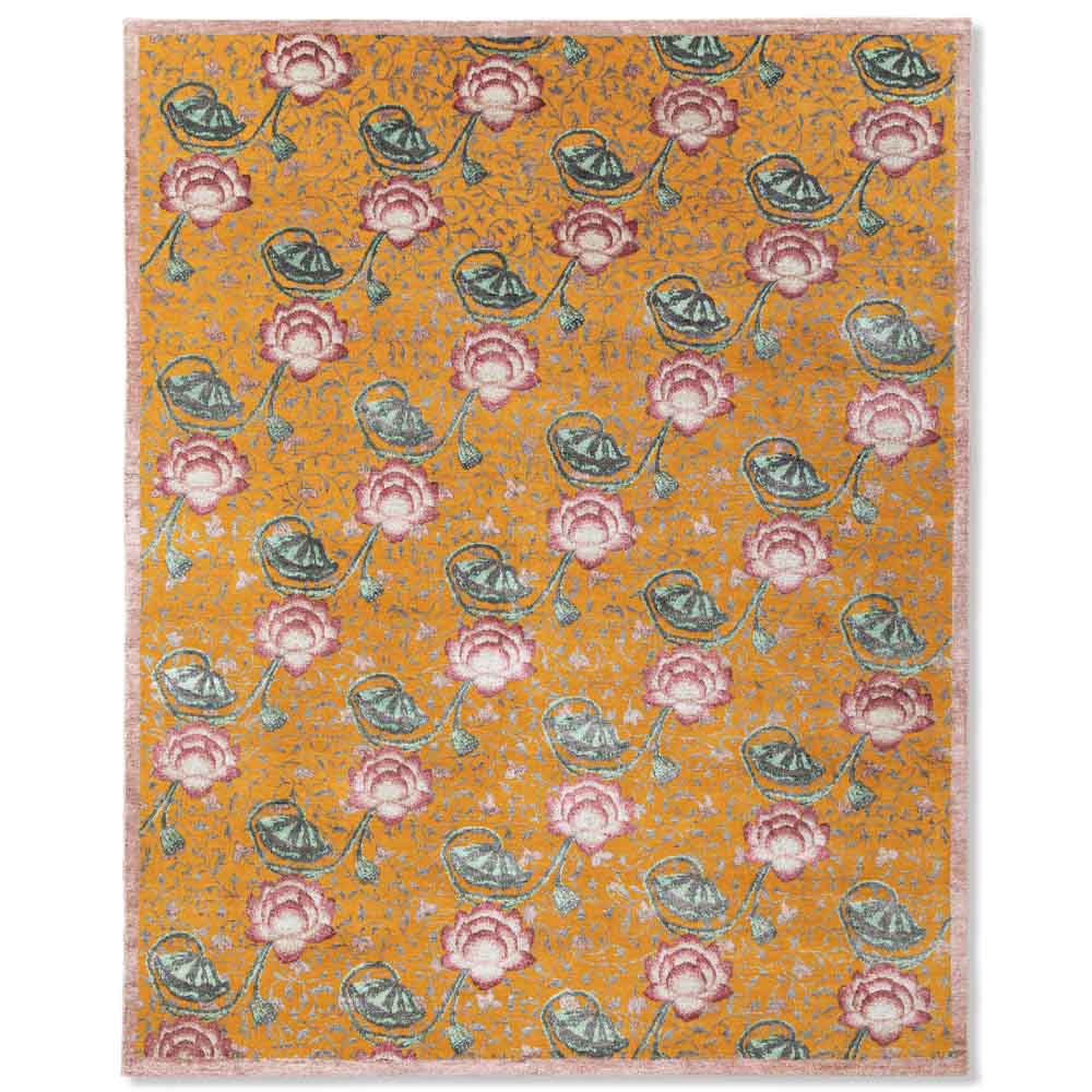 Tropical Hand Knotted Woollen and Viscose Rug By Anita Dalmia