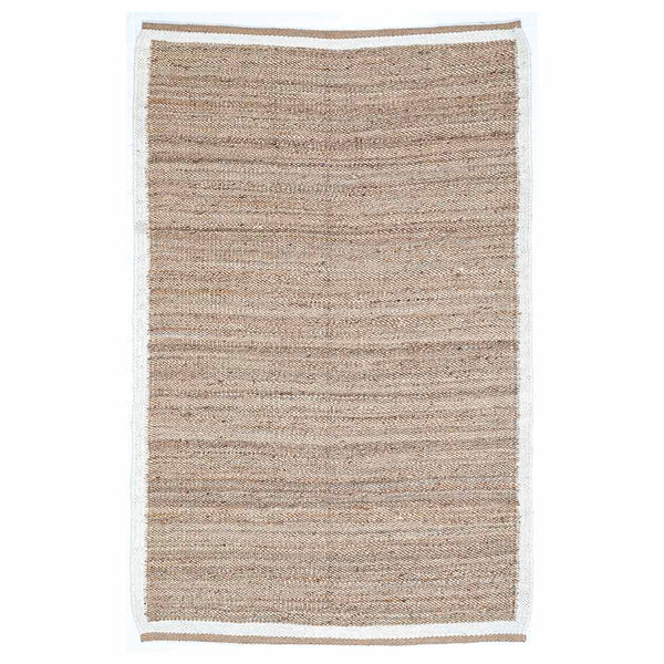 White Border Hand Woven Border Woollen, Jute and Hemp Dhurrie