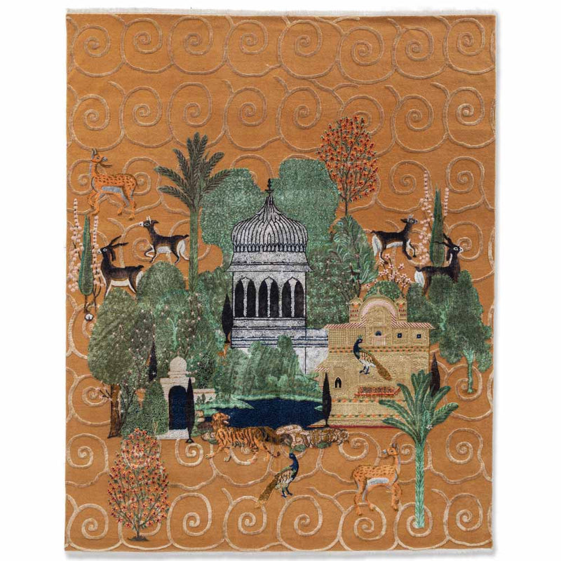 Oasis Hand Knotted Woollen and Silk Rug By Anita Dalmia