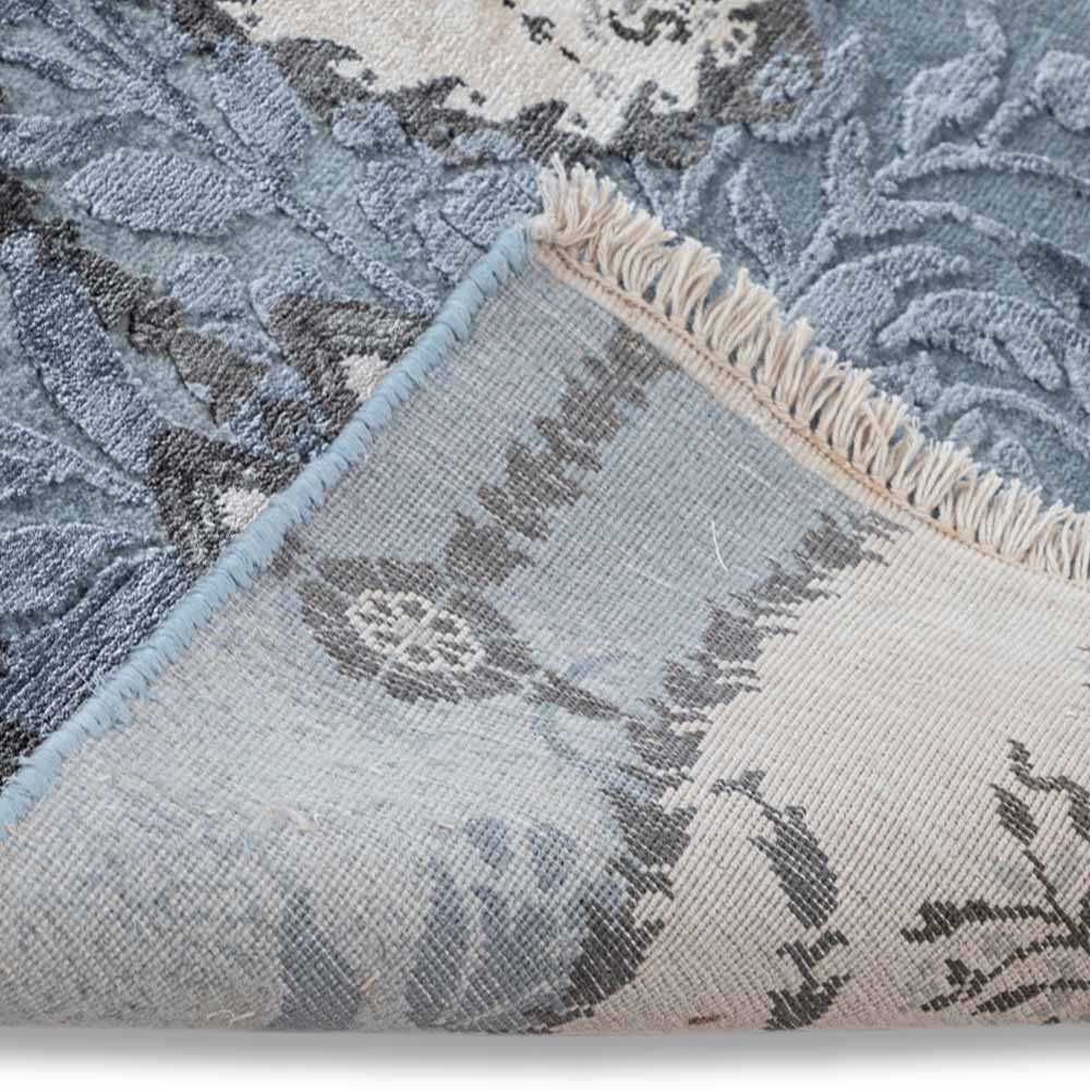 Vintage Aqua Hand Knotted Woollen and Viscose Rug By Anita Dalmia