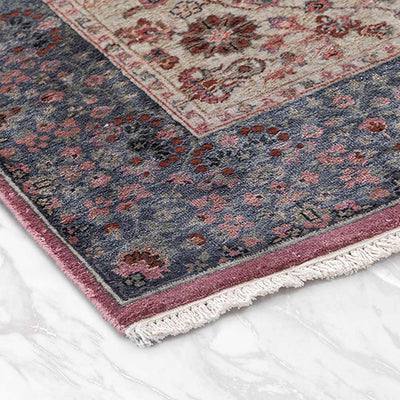 Vasyl Beige Hand Knotted Silk and Woollen Rug By JJ Valaya