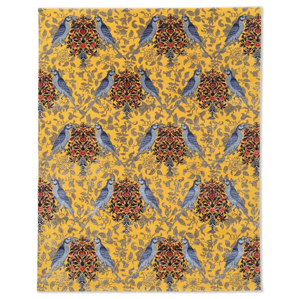 Parrot Hand Knotted Woollen and Viscose Rug By Anita Dalmia
