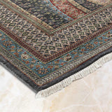 Tabeer Black Hand Knotted Silk and Woollen Rug By JJ Valaya