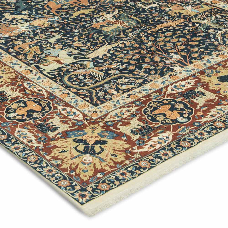 Hunting Tabriz Hand Knotted Woollen Rug