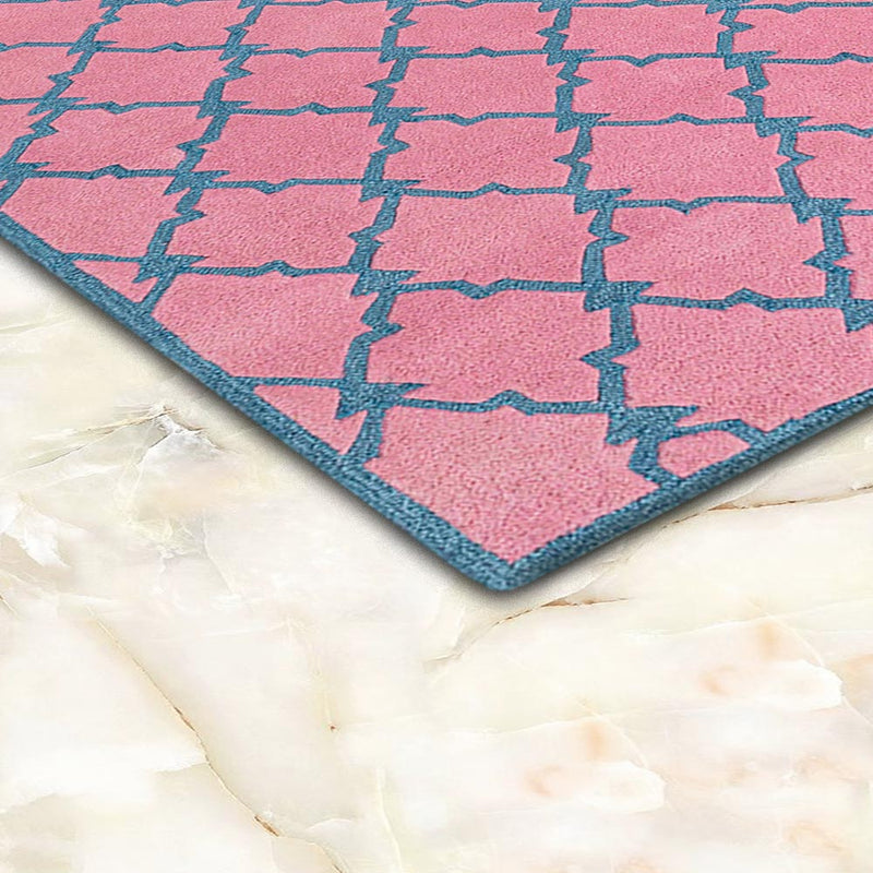 Pop Trelis Hand Tufted Pink Woollen and Viscose Rug