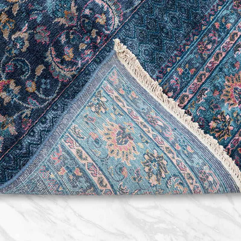 Vasyl Blue Hand Knotted Silk and Woollen Rug By JJ Valaya