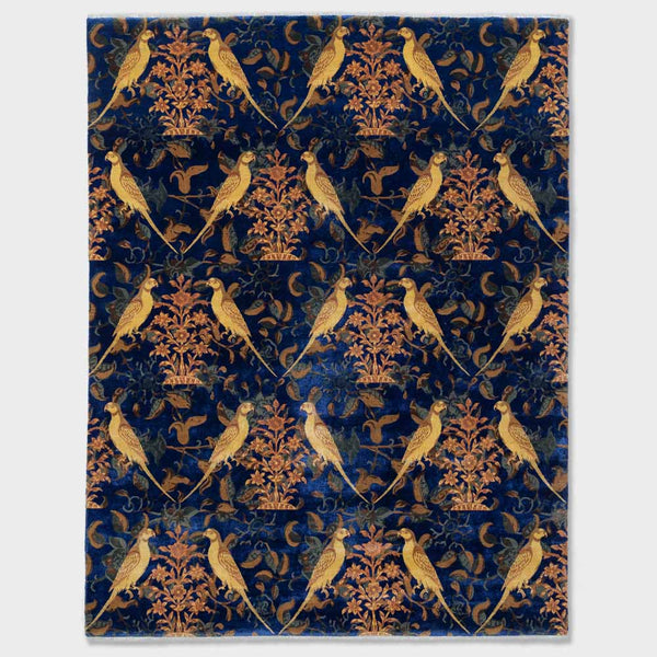 Botanical Hand Knotted Woollen and Viscose Rug By Anita Dalmia