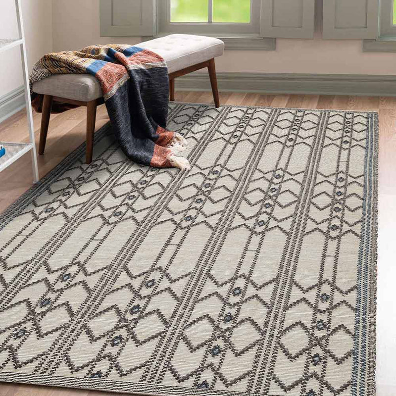 Porticos Hand Woven Woollen and Jute Dhurrie