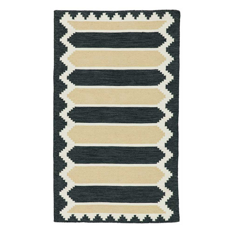 Sand Whitem Hand Woven Polyester Dhurrie