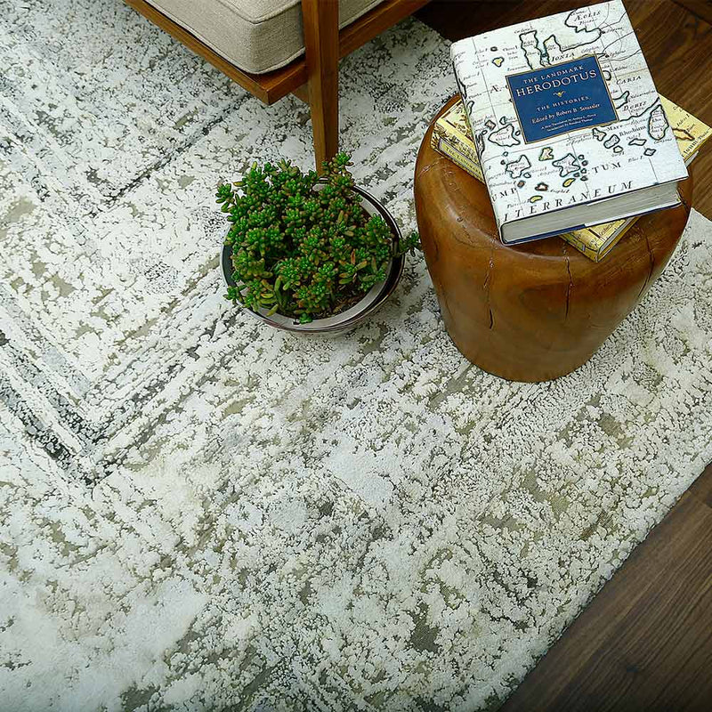 Chanderi Hand Knotted Woollen and Silk Rug By Abraham & Thakore