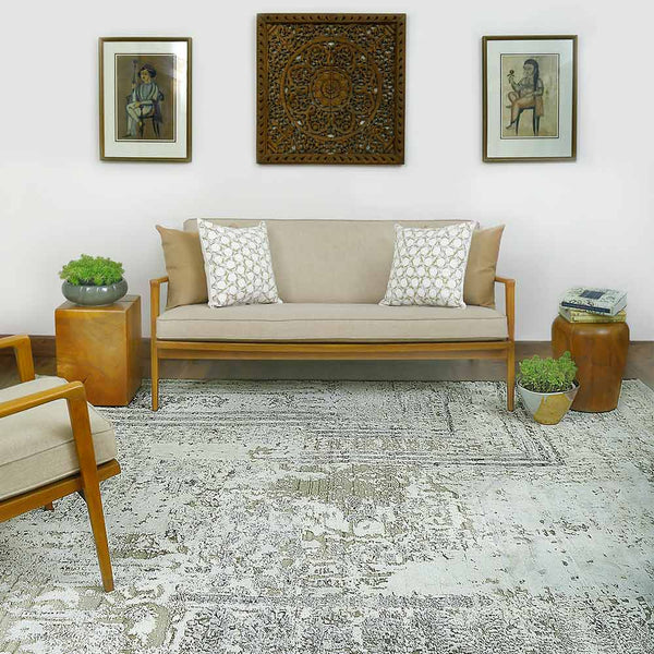 Chanderi Hand Knotted Woollen And Silk Rug By Abraham & Thakore